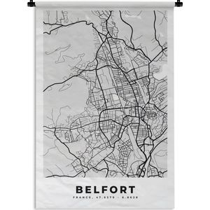 Wandkleed - Wanddoek - Frankrijk – Belfort – Stadskaart – Plattegrond – Kaart - 60x90 cm - Wandtapijt