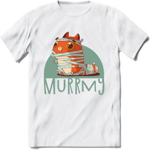Kat murrmy T-Shirt Grappig | Dieren katten halloween Kleding Kado Heren / Dames | Animal Skateboard Cadeau shirt - Wit - S
