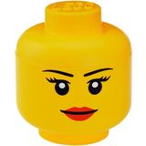 Lego - Opbergbox - Hoofd - Girl Klein - Rond - Stapelbaar - Kunststof - Geel