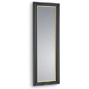 MenM - Langwerpige Spiegel in frame WANDA - Zwart met gouden rand