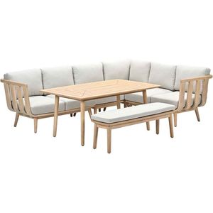 Garden Impressions King lounge-diningset - 6-delig - acacia white wash - sahara sand