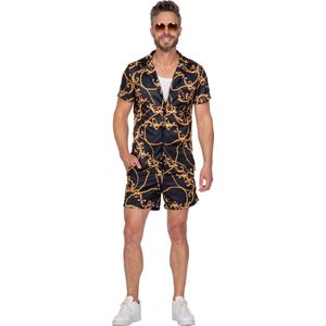 Wilbers & Wilbers - Feesten & Gelegenheden Kostuum - Bruno Mars Beach Festival - Man - Zwart, Goud - Medium - Carnavalskleding - Verkleedkleding