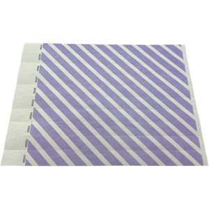 CombiCraft Gestreepte Blanco Tyvek Polsbandjes Lila - 100 stuks