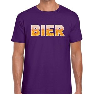 Toppers Bier tekst t-shirt paars heren - feest shirt Bier voor heren XL
