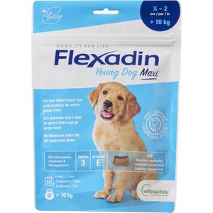 Flexadin Young Dog Maxi - voedingssupplement ter ondersteuning van gewrichten voor jonge honden vanaf 10kg (60 Kauwbrokjes)