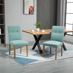2 set eetkamerstoelen met gewatteerde stoel stoelstoel keukenstoel linnen-polyester stofschuim rubber hout groen