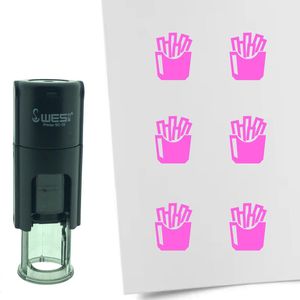 CombiCraft Stempel Frites of Patat 10mm rond - roze inkt