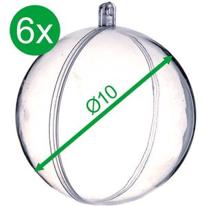 6x acrylballen Ø10cm plexi bollen transparant DIY pasen kerst bollen hanger decoratief vulbaar knutselset deelbaar