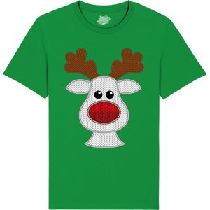 Rendier Buddy - Foute Kersttrui Kerstcadeau - Dames / Heren / Unisex Kleding - Grappige Kerst Outfit - Knit Look - T-Shirt - Unisex - Kelly Groen - Maat 3XL