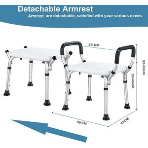 Douchekruk - in hoogte verstelbaar – shoer chair bath chair douchestoel - rechthoekig - douchestoel voor senioren