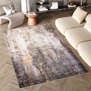 Tapiso Flannel Printed Vloerkleed Modern Abstract Antislip Wasbaar Tapijt Maat- 120x170