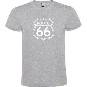 Grijs t-shirt met 'Route 66' print Wit size 4XL
