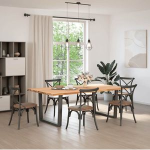 vidaXL - Eettafel - met - boomrand - 220x120x74 - cm - massief - hout - eiken