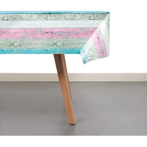 Raved Tafelzeil Steigerhout 140 cm x  50 cm - Roze - PVC - Afwasbaar