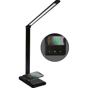 Bureau lamp - Led lamp - Draadloos opladen Iphone & Android - Dimmer - Oplaadbare lamp - Zuinig - Bescherming tegen Blauwlicht - Zwart