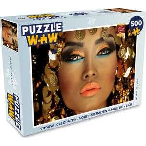 Puzzel Vrouw - Cleopatra - Goud - Sieraden - Make up - Luxe - Legpuzzel - Puzzel 500 stukjes