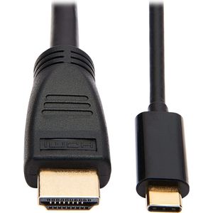 Tripp-Lite U444-010-H4K6BM USB-C to HDMI Adapter Cable (M/M) - 3.1, Gen 1, Thunderbolt 3, 4K @ 60 Hz, Converter in Middle of Cable, Black, 10 ft. TrippLite