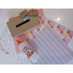 speelgoed - knutselbox DIY tissuedoosje - knutselkoffer - knutselen voor kinderen - hobbypakket - papier maché - découpage - knutselen voor volwassenen - homedeco - decoratie - badkamer - papieren zakdoekjes - knutselset pasen