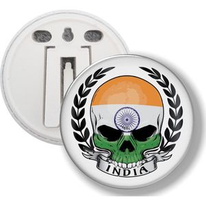 Button Met Clip - Schedel Vlag India