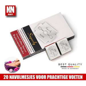 N&N Beauty 20 Navulmesjes Titanium Hoge Kwaliteit Navulmesjes Made In Germany Voor Het Verwijderen Van Eelt Op Uw Voeten En Hielen - Eeltverwijderaar / Eeltvijl / Eeltschraper / Eeltrasp / Manicure / Pedicure