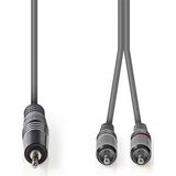 Nedis Stereo-Audiokabel - 3,5 mm Male - 2x RCA Male - Vernikkeld - 1.50 m - Rond - Donkergrijs - Kartonnen Sleeve