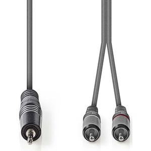 Nedis Stereo-Audiokabel - 3,5 mm Male - 2x RCA Male - Vernikkeld - 1.50 m - Rond - Donkergrijs - Kartonnen Sleeve