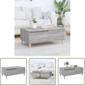 The Living Store Salontafel - Scandinavisch Design - 90x50x36.5 cm - Grijs Sonoma Eiken