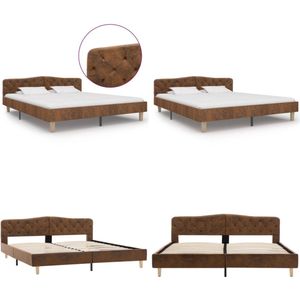 vidaXL Bedframe kunstsuède bruin 180x200 cm - Bedframe - Bedframes - Bed - Bedden