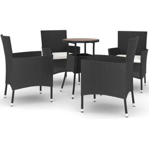 vidaXL Bistroset - 5-delig - Poly Rattan - Zwart Tuin Set - Bistro Set - Zwarte Tuinset - Poly Rattan - Buitendecor