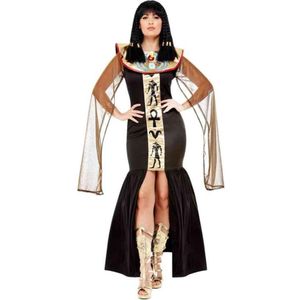 Smiffy's - Egypte Kostuum - Egyptische Koningin Van De Overdaad - Vrouw - Zwart, Goud - Medium - Carnavalskleding - Verkleedkleding
