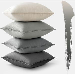 Set van 4 fluwelen kussenhoezen - 40 x 40 cm - Grijs - kussen - decoratieve kussenhoezen - bankkussens - sierkussens - omwikkelde rand - voor bank - woonkamer - slaapkamer