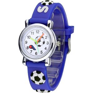 Fako® - Kinderhorloge - 3D - Voetbal - Donkerblauw