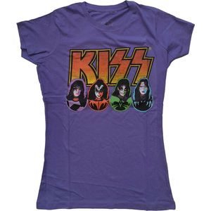 Kiss - Logo, Faces & Icons Dames T-shirt - XS - Paars