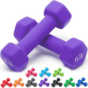 Uniseks set van 2 neopreen halters handgewichten slip anti-rol paars 1.8 kg paar dumbbell set