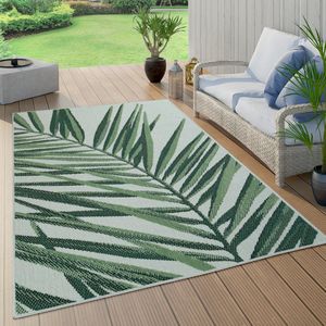 Paco Home Buiten Vloerkleed Voor Buiten Balkon Palm Jungle Patroon Bloemen Boho Groen 80x250 cm