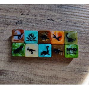 Vera's Arts & Dice | Dinosaurussen Dobbelstenen - Dino Dice - Set van 10 Dobbelstenen | Speelgoed Dinosaurussen | Collectie van 10 D6 en