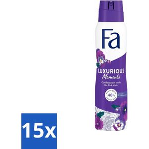 Fa - Luxurious Moments - Deodorant Spray - Roze Viooltjes - 150 ml - Bulkverpakking - 15 stuks
