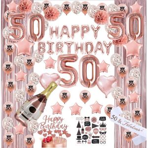 FeestmetJoep® 50 jaar verjaardag versiering & ballonnen - Rose goud