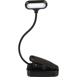 Zwarte Leeslamp/Bureaulamp LED met Klem 28 cm - 20 Uur - Oplaadbaar - Buigbare Klemlampen