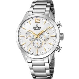 Festina F20343/1 Chrono Sport Chronograaf - Horloge - Staal - Zilverkleurig - Ø 43,5 mm