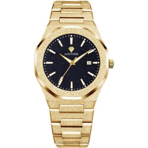 Louvond - Classique Frosted Gold - Luxe mannen horloge - Polshorloge - Heren horloge - Horloge mannen - 40MM - Roestvrij staal - Saffierglas - Waterdicht - Ultra dun