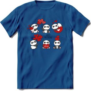 Liefdes Panda's - Valentijn T-Shirt | Grappig Valentijnsdag Cadeautje voor Hem en Haar | Dames - Heren - Unisex | Kleding Cadeau | - Donker Blauw - S