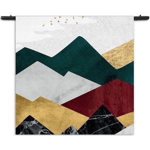 Mezo Wandkleed Kleurrijke Bergen 01 Rechthoek Vierkant XXL (180 X 180 CM) - Wandkleden - Met roedes
