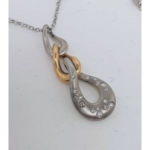 Hanger - wit en rose goud 14 krt - 0.30 crt diamant - Verlinden juwelier