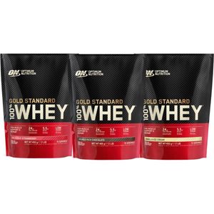 Optimum Nutrition Gold Standard 100% Whey Protein Bundel - Proteine Poeder - Chocolate, Strawberry, Vanilla - 45 doseringen (3x465 gram)