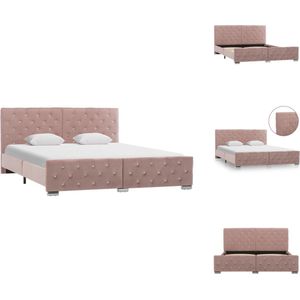 vidaXL Klassiek Bedframe - Fluwelen Bekleding - Geschikt voor Matras van 160 x 200 cm - Roze - Bed