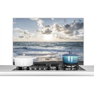 Spatscherm keuken 100x65 cm - Kookplaat achterwand Zee - Wolken - Duitsland - Muurbeschermer - Spatwand fornuis - Hoogwaardig aluminium
