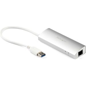 3 Poorts draagbare aluminium USB 3.0 hub met Gigabit Ethernet netwerkadapter geïntegreerde kabel