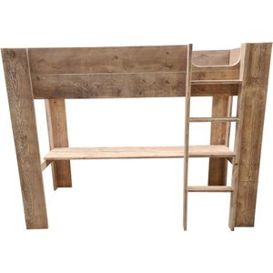 Wood4you - Hoogslaper - Noortje - bed met bureau - steigerhout 210Lx165Hx96D cm