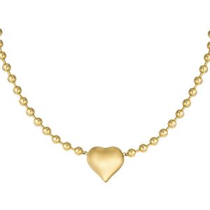 Ketting big heart - Ketting dames - Ketting met hanger - Hartjes ketting - Goudkleurig - Nikkelvrij - Cadeau voor vrouw - Sieraden voor dames